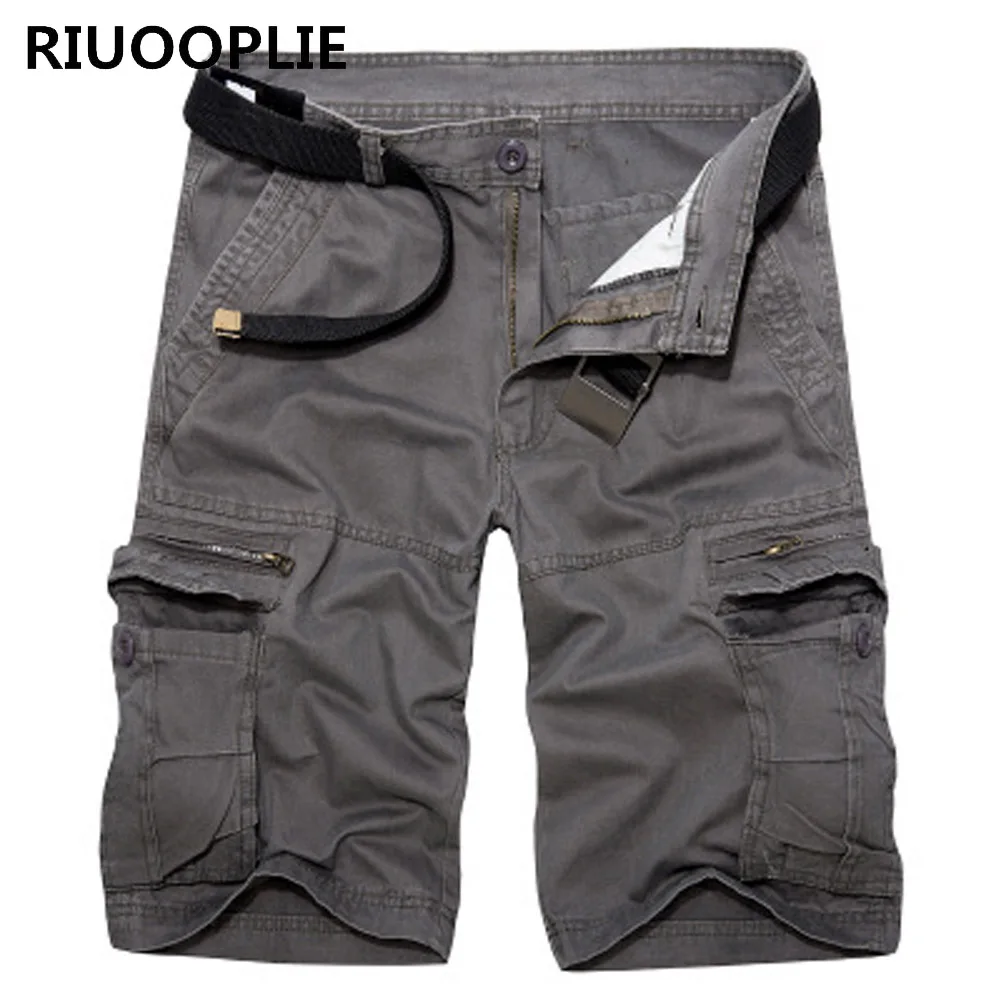 80% OFF RIUOOPLIE Men Military Cargo Cotton Loose Multi-Pocket Short Homme Bermuda Trousers