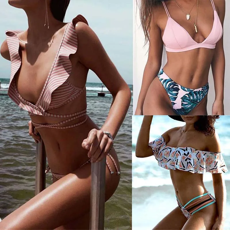 TCBSG Bikinis 2019 Sexy Լողազգեստներ Կանացի Լողազգեստ Լողազգեստով Բրազիլական Բիկինի հավաքածու Bandeau Ամառային Լողափ Լողազգեստներ Կանացի Biquini