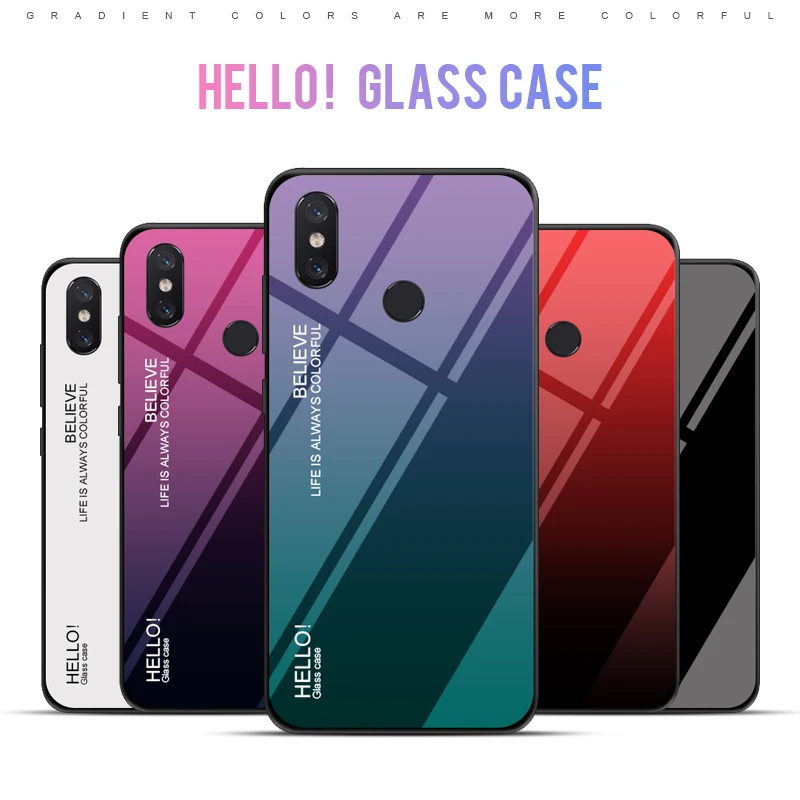 

For Xiaomi Redmi 6A 6 Pro 5 Plus S2 Gradient Tempered Glass Case on Redmi Note 5 6 Pro 5A Prime 4X 4 Mi 8 A2 Lite A1 Mi8 SE Mi5X
