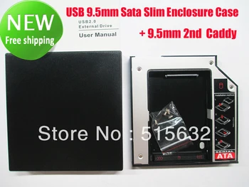 

Hot 9.5mm Sata SSD Kit 2nd HDD Module Caddy + USB 9.5mm Sata Slim Enclosure Case