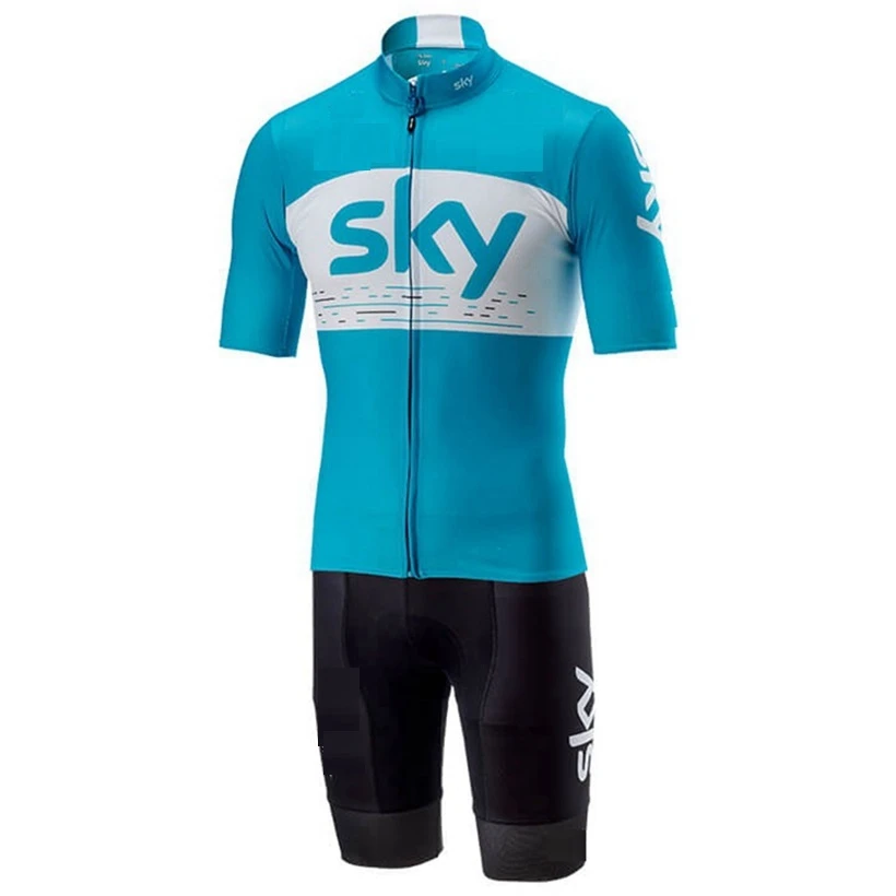 

Team sky cycling Jersey 2018 Summer Pro team short sleeve Jersey and bib shorts Kit road bike MTB riding racing clothing 9D Pad