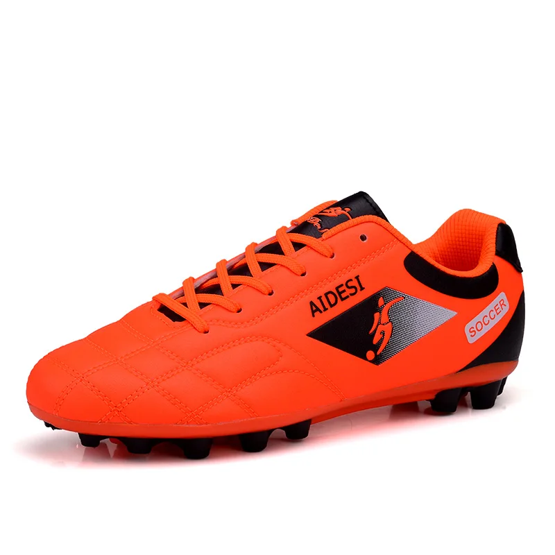 Уличные спортивные футбольные туфли для мужчин кроссовки тренировочные мужские футбольные Туфли Человек-Паук Мужской, Футбол ботинки бутсы 31-44 - Цвет: Оранжевый
