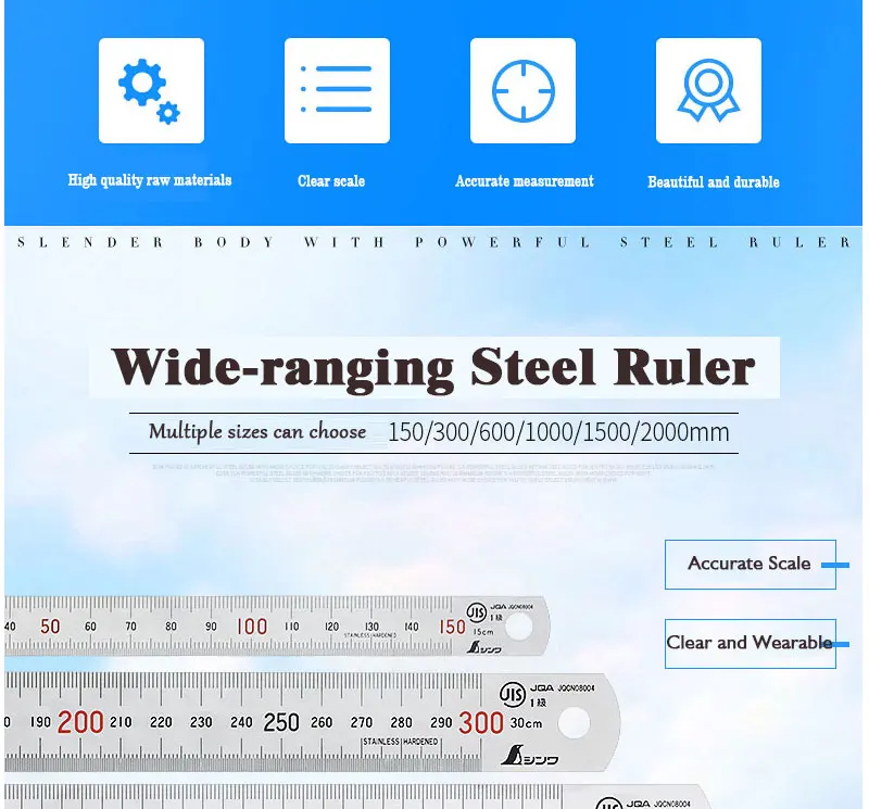 SHINWA стальная железная линейка из нержавеющей стали утолщенная шкала стальная линейка 15 30 60 100 см