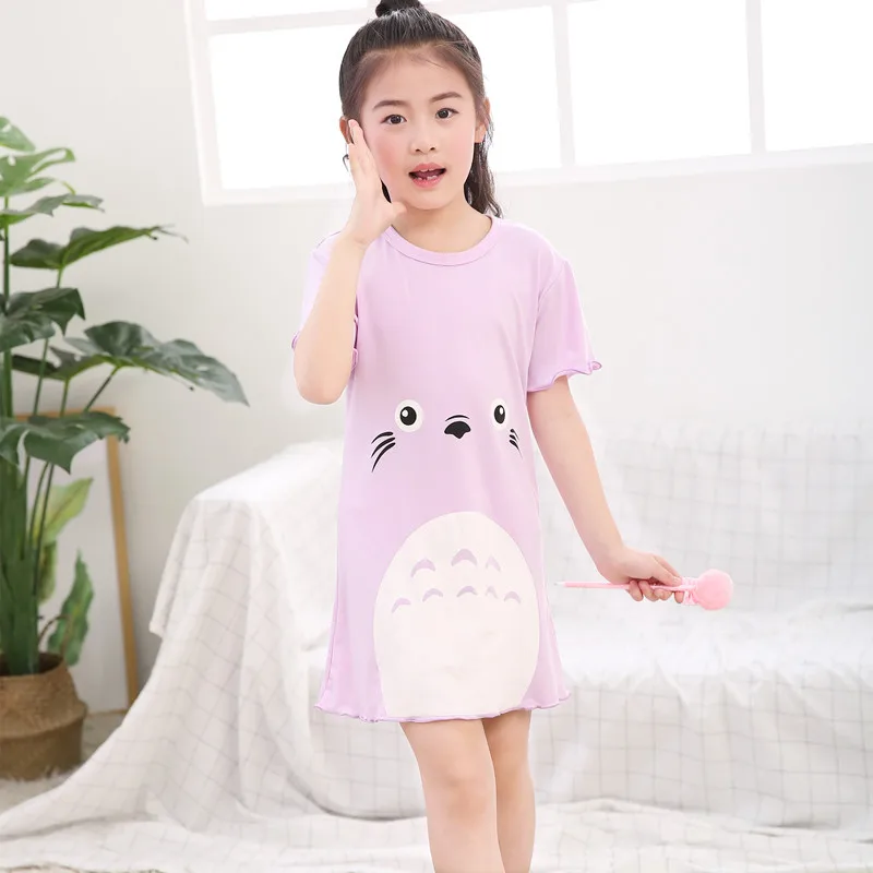 Новинка года; летняя хлопковая ночная рубашка принцессы; пижамные платья для девочек; детская одежда для дома; одежда для сна для девочек; Детская домашняя одежда - Цвет: lavender pajamas