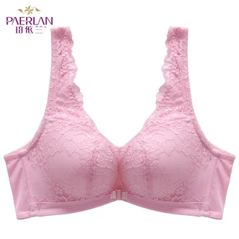 

PAERLAN Sexy Front Buckle Lace Trim Adjustable Bra Comfortable Gathered Double Strap New Underwear