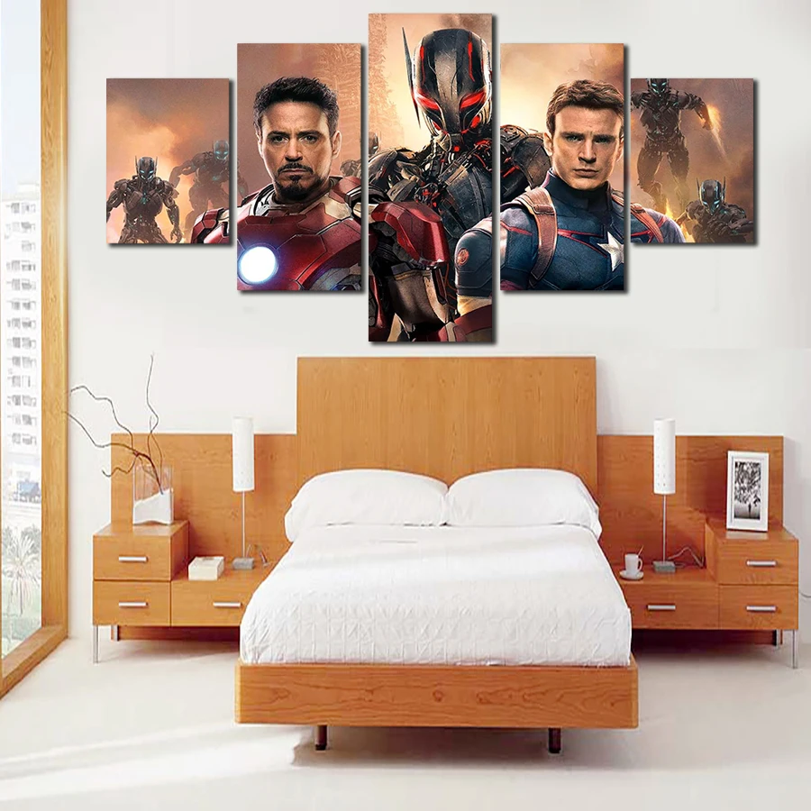 

Canvas Pictures Painting Home Decoration Frame Wall Art 5 Panel Avengers Iron Man Captain America Poster Modern HD Printsg Room