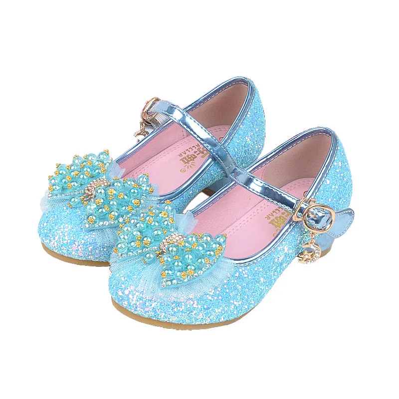 Buy Children's Sequins Shoes 2018 Baby Girls Wedding Princess Kids High Heels
