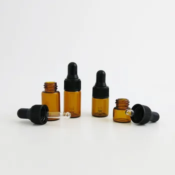 

360 x1ml 2ml 3ml Amber Small Glass Dropper Bottles For Essential Oil Tiny Brown 3cc Mi Sampling Cosmetic Containers Vial