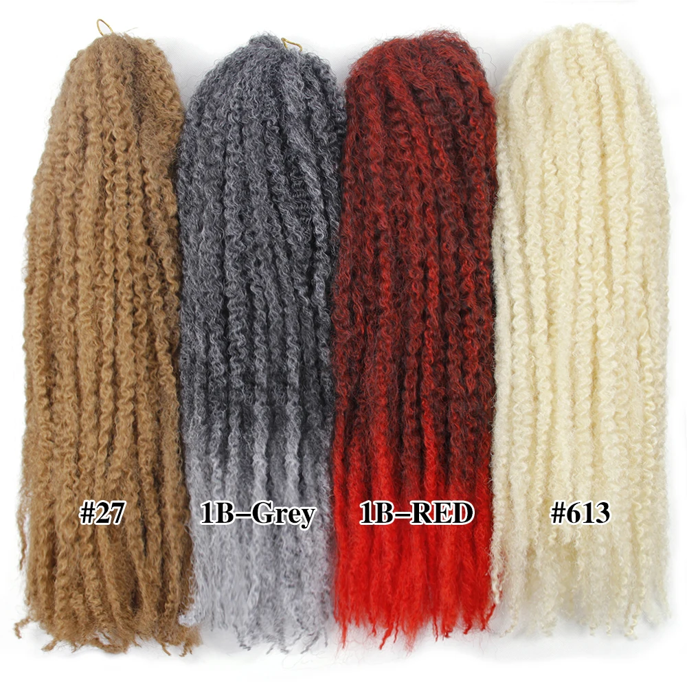 Вязанные косички Marley волосы Синтетические афро кудрявые 18 дюймов 19 цветов в