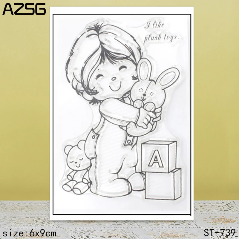 

AZSG Cute Baby Building Blocks Toy Clear Stamps/Seals For DIY Scrapbooking/Card Making/Album Decorative Silicone Stamp Crafts