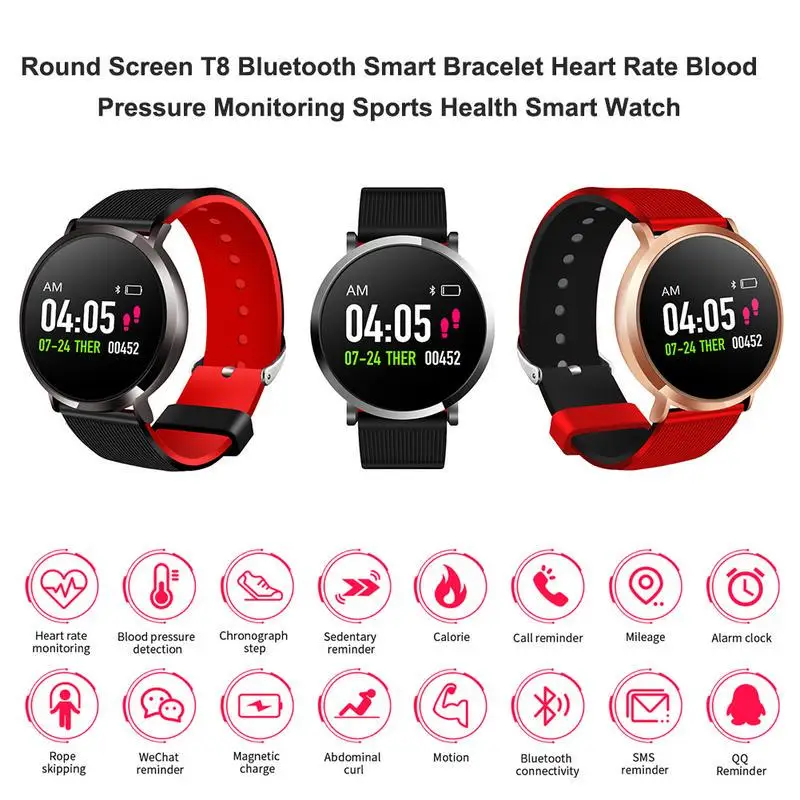 

OUTMIX Bluetooth Health Wristband Step Counter Sports Bracelet Screen Monitoring Sleep Blood Pressure Heart Rate Cicret Bracelet