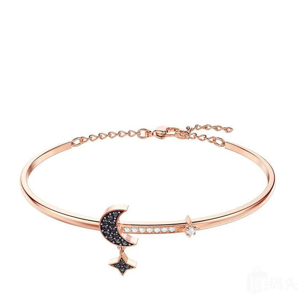 

SWA RO 2019 New SYMBOLIC MOON Bracelet Female Original 1:1 Shiny Black Crystal Woman Fashion Glamour Romantic Birthday Gift