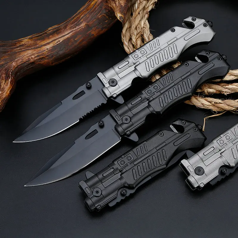 tactical folding knife aluminum handle outdoor camping hunting survival rescue pocket edc tools  (2)
