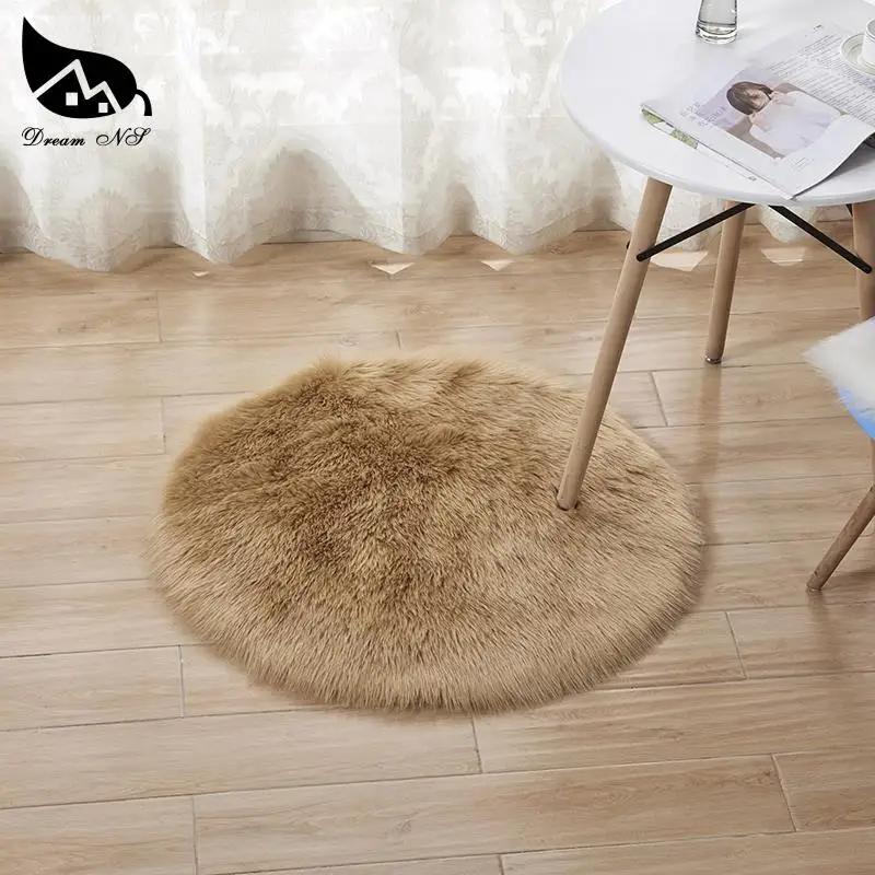 Dream NS Soft Round Solid Warm Plush Home Rugs Faux Wool Rug Kids Room Area Rug Suitable For Living Room Kids Room Area