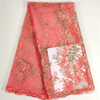 

Newest double-colors design with beautiful same color beads Tulle dress fabric TW2 Free shipping cheap price French Lace Fabric