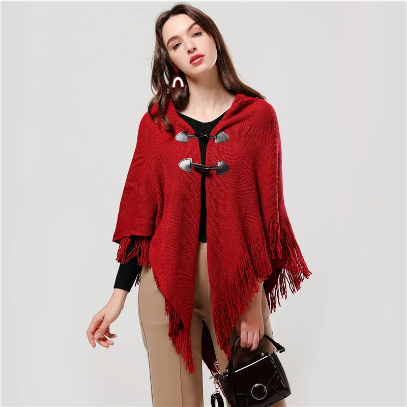 design women scarf fashion knitted cashmere winter poncho and caps lady warm coat stoles