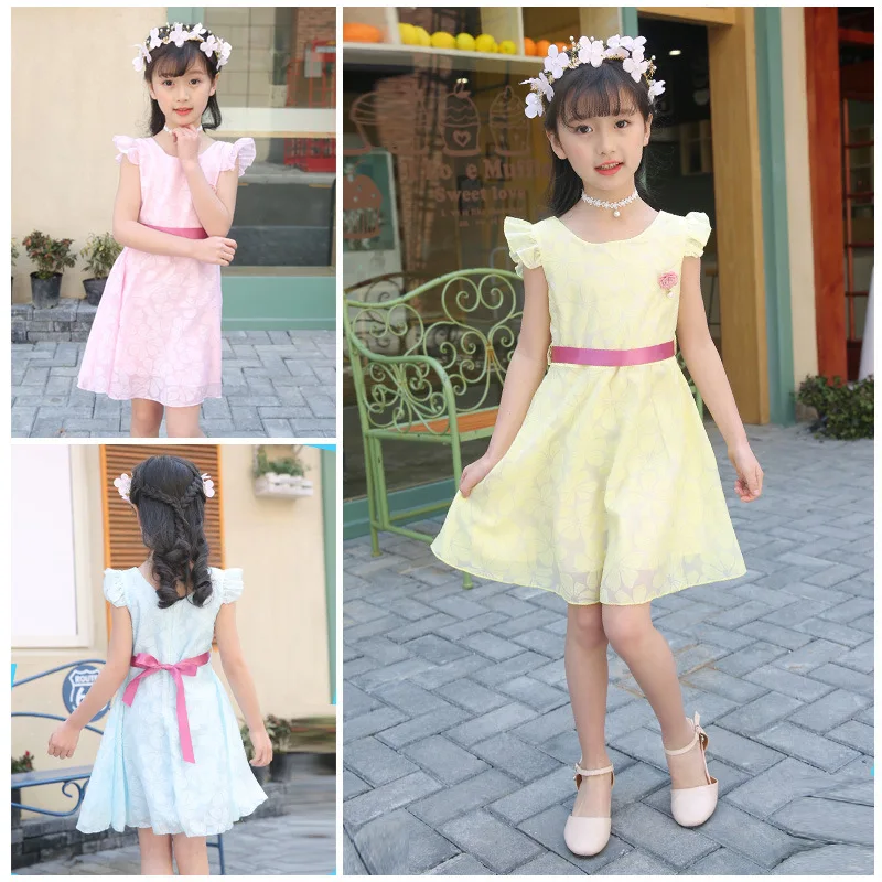 

Princess costume children's flower pattern sleeveless girl dress children's clothing 2019 summer girl dress girl dresses