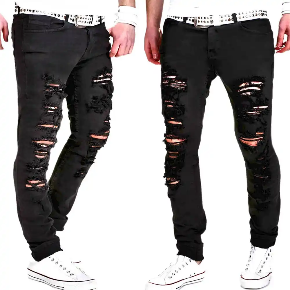 Nueva Moda Casual Para Hombre Skinny Stretch Denim Pantalones