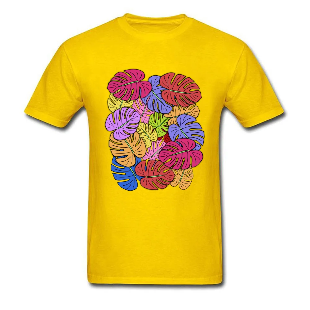 Normal T Shirts High Quality Round Collar Monstera 6 Cotton Fabric Men Tops T Shirt Custom Short Sleeve T Shirt Monstera 6 yellow