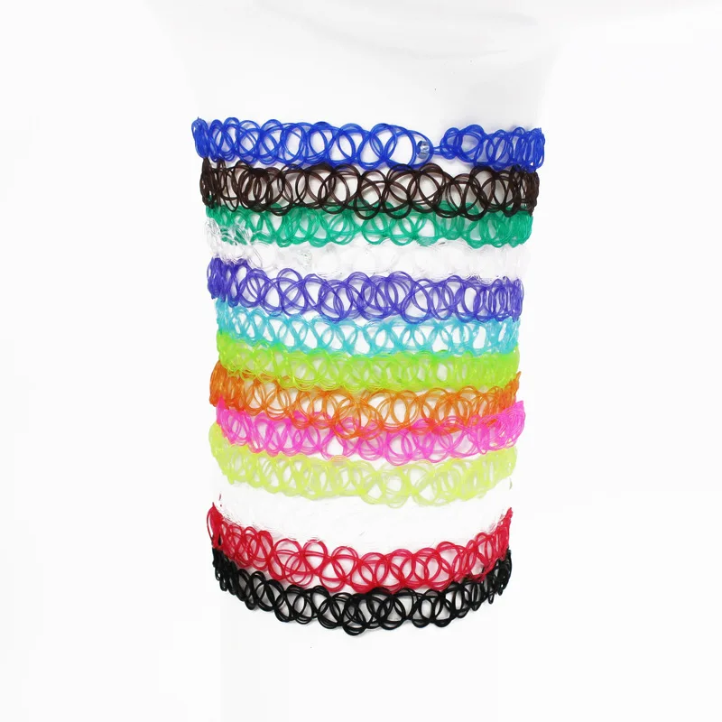 100 Pcs/lot Cute Girls Gothic Tattoo Choker Necklace Women Punk Stretch Tattoo Chocker Female Jewelry Wedding Party Friends Gift