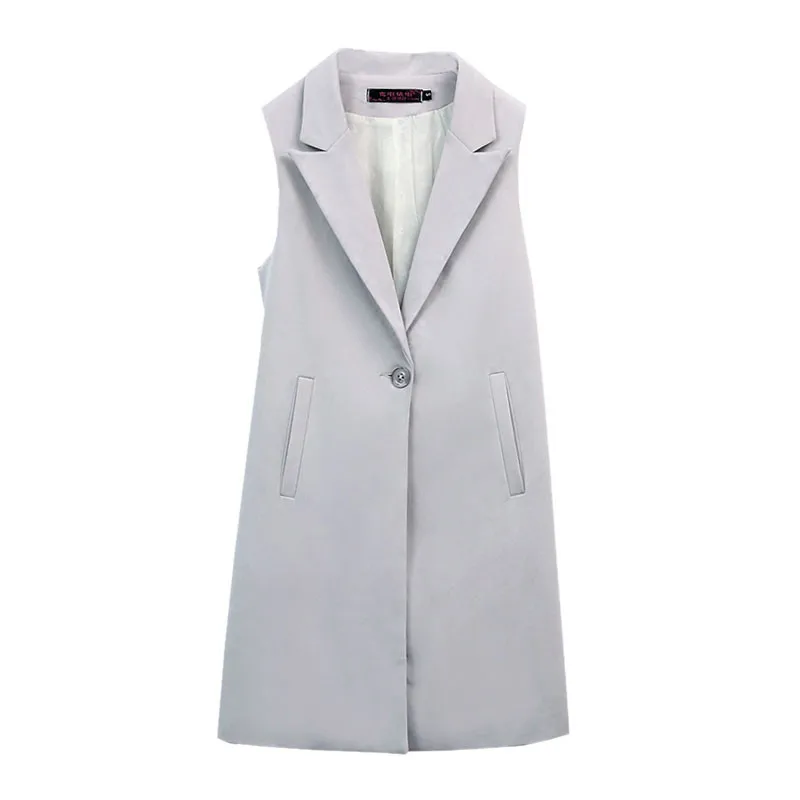 Elegant Suit Vest Women Spring Summer Sleeveless Long Vest Jacket Colete Plus Size 3XL Blazer Vest Coat Women Waistcoat C4202
