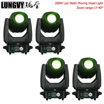 

Free Shipping 4pcs/lot 200W Led Zoom Moving Head Wash Light DMX512 Led CMY Infinite Color Mixture Effect Lights Professional