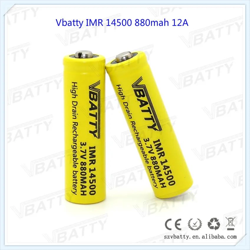 Высокое качество Vbatty IMR 14500 880mah 12A 3 7 V перезаряжаемый литий полимерный аккумулятор