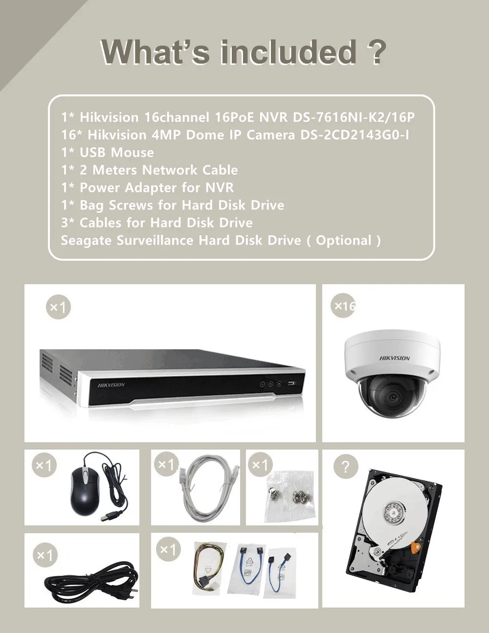 Hikvision DS-2CD2143G0-I 4MP IP Камера P2P H.265 безопасности Камера + Hikvision 4 K NVR DS-7616NI-K2/16 P 8MP Разрешение Запись