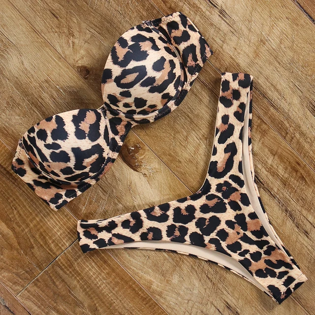 Best Offers Push Up Bikini High Cut Swimsuit Women Bandage Swimwear Strapless Bikini Set Leopard Shiny Golden Red Bathing Suit Beachwear Best Offers Push Up Bikini High Cut Swimsuit Women Bandage Swimwear Strapless Bikini Set Leopard Shiny Golden Red Bathing Suit Beachwear