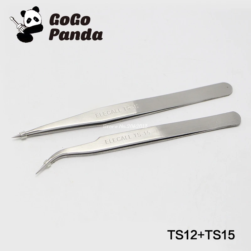 

Free shipping (2PC/Lot) Straight Long Nose and Curve Tweezers TS12+TS15
