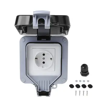 

OOTDTY Outdoor Wall Switch Socket IP66 Weather&Dust Proof Power Outlet EU Standard 2 gang double/