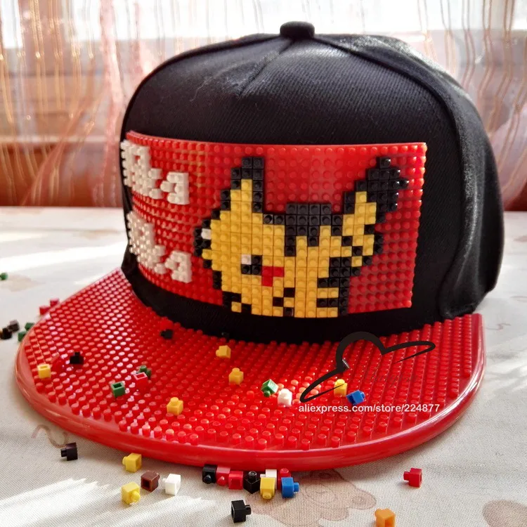 Бейсбольная кепка Pokemon Go Brick Pikachu, бейсболка в стиле хип-хоп, Кепка Snapback для мужчин и женщин, кепка со съемными блоками - Цвет: 7