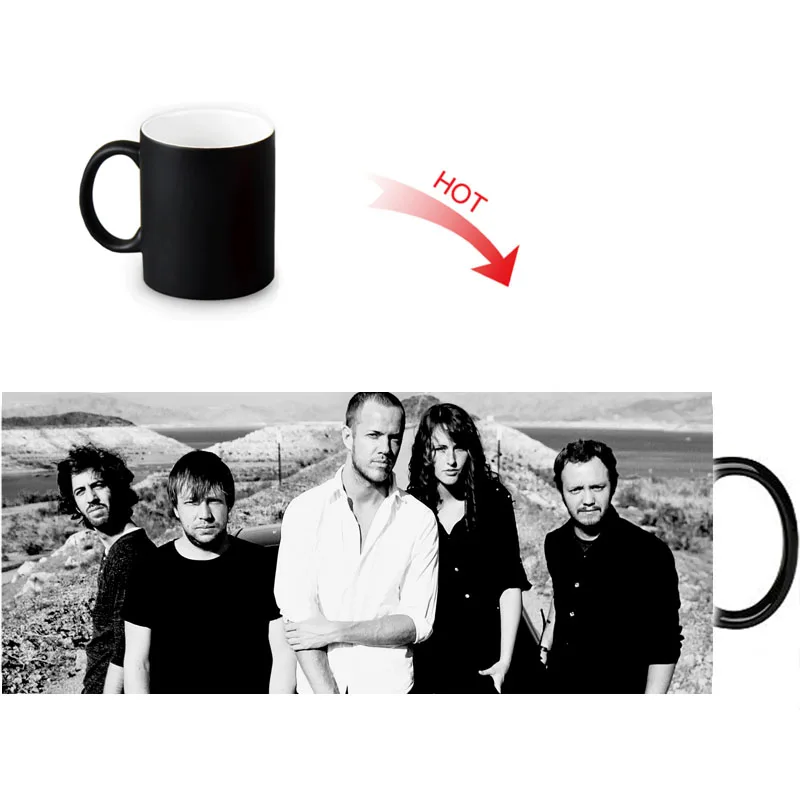 imagine dragons Hot Reactive Sensitive Mugs Black White Changing Color Ceramic Mug Porcelain Tea Coffee Cup 12oz | Дом и сад