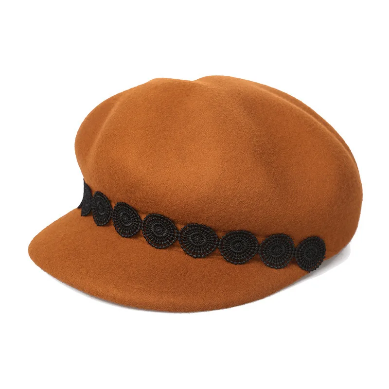 Весенне-зимний женский Французский Берет, шапка-Утконос, шерстяные фетровые шапки, осенняя элегантная женская кепка в стиле ретро, теплая шапка s Newsboy, серая, черная, верблюжья - Цвет: C6
