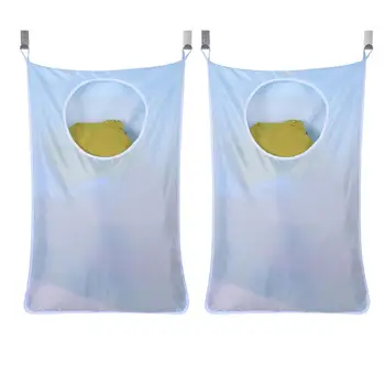 

2pcs Door Hanging Bag Oxford Fabric Laundry Hamper Bag Storage Organizer for Closet Dorm Bedroom Bathroom (Sky Blue)
