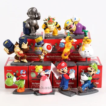 

Super Mario Bros Mario Luigi Peach Toad Yoshi Bowser Wario Donkey Kong Caterpillar Spiny PVC Figures Toys 11pcs/set