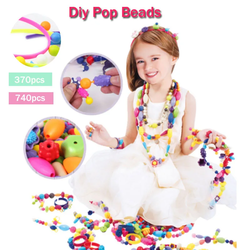 

LWKO 370/740pcs Pop Beads Diy Set Loom Bands Girl Toys Creativel Crafts For Kids Bead Jewelry Kit Educational Toys For Children