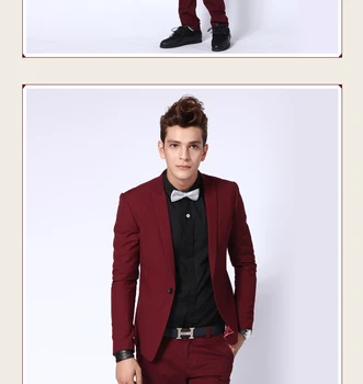 

Popular Mens Suits Groomsmen Peak Lapel Groom Tuxedos Burgundy/Wine Strips Wedding Best Man Suit (Jacket+Pants+Bow Tie) A86
