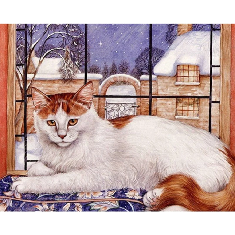 YIKEE Diamond Painting Cat Mosaic Animals Cross Stitch House k068 | Дом и сад
