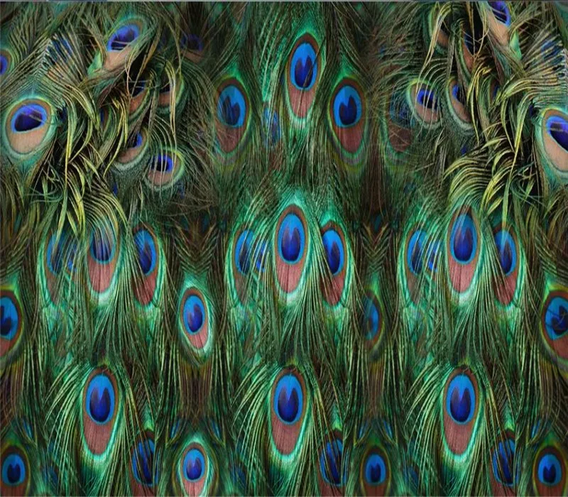 Custom wallpaper creative peacock feather TV living room wall decoration waterproof material Custom wallpaper creative peacock feather TV living room wall decoration waterproof material