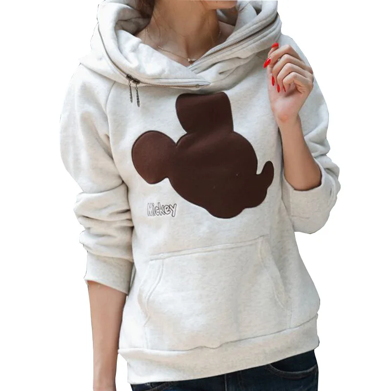 

Aescondo New 2017 Spring Fashion Mickey Embroidered Hoodies Sweatshirts Woman Cartoon Hooded Sweat Suit Sudaderas Mujer Moleton