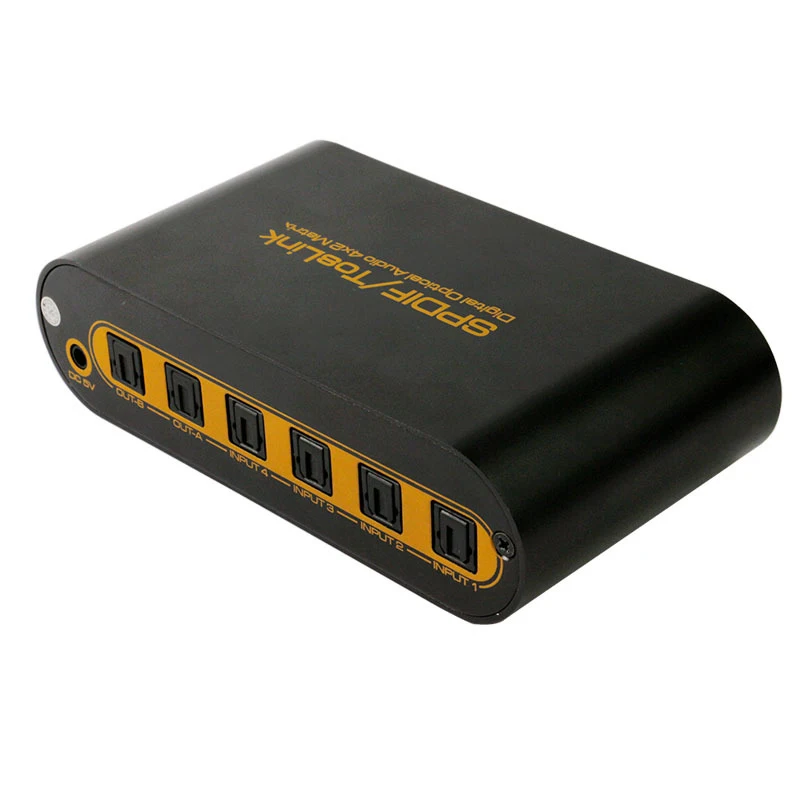 SPDIF TOSLINK Digital Optical Audio True Matrix 4x2 Switch Switcher Splitter 4 In 2 Out Video Converter with Remote Control (3)