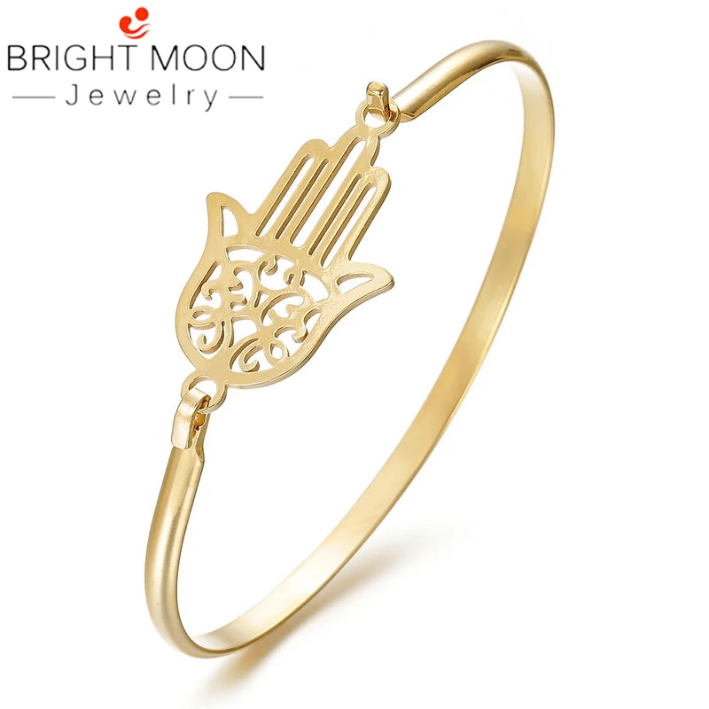 

Bright Moon Fashion Jewelry Silver Color Stainless Steel Hand Bangles Suitable Bracelets for Women Men Jewelry Gift
