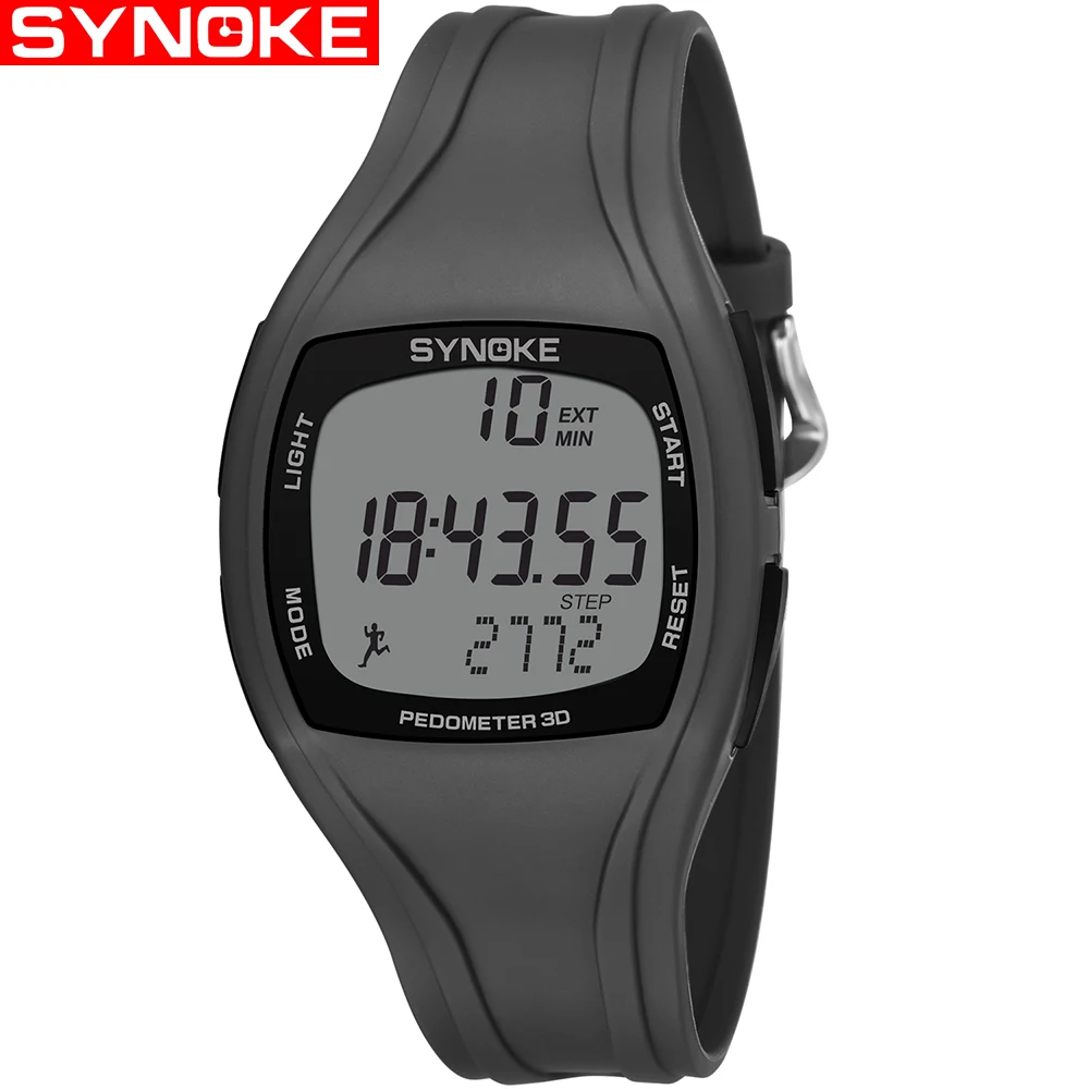 SYNOKE Reloj Hombre, Цифровые мужские часы с шагомером, хронографом, светодиодный, ударный, водонепроницаемые, цифровые спортивные часы, мужские часы, Wristwacth