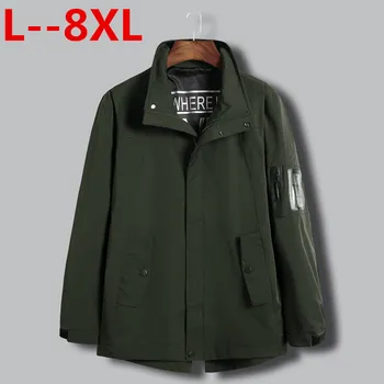 

Quality Bomber Solid Casual Jacket Men Spring Autumn Outerwear Mandarin Sportswear Mens Jackets for Male Coats 5XL 6XL 7XL 8XL