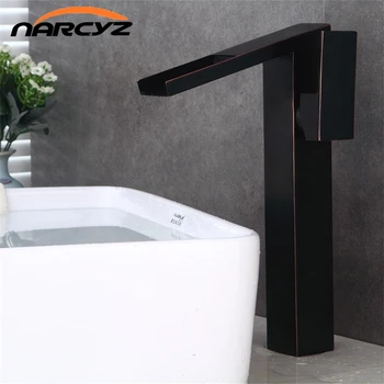 

Bathroom high waterfall basin faucet tall stand basin mixer black oil brushed basin faucet sink Mixer Tap bathroom faucet B503
