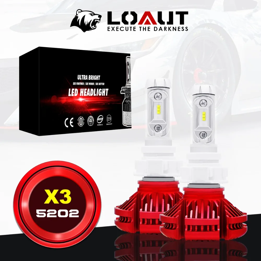 

LOAUT X3 5202 Car LED Headlights Driving Fog Light Bulbs Play and Plug Lamps KIT Front Bulb Automobiles 3000K 6500K 8000K
