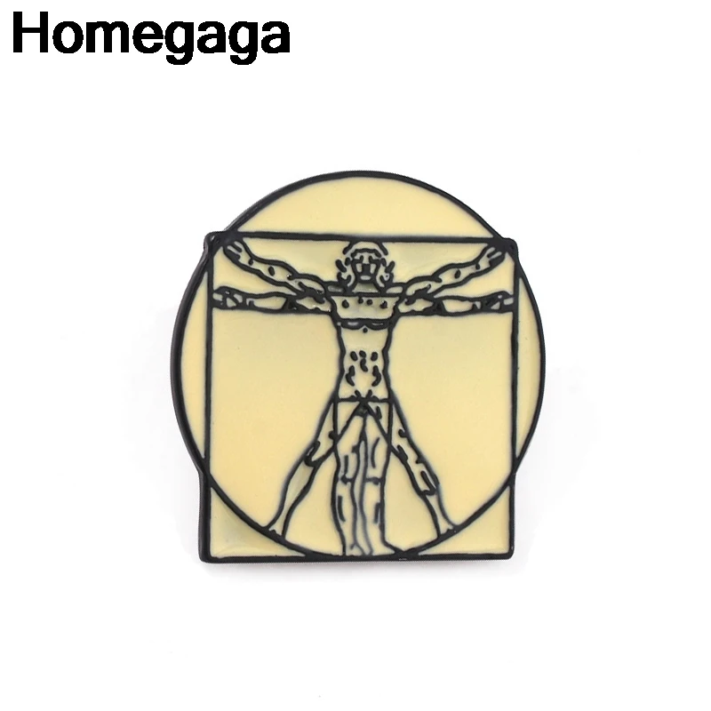 

Homegaga Vinci Uomo vitruviano Zinc alloy tie pins badges para shirt bag clothes cap backpack shoes brooches badges medal D2119