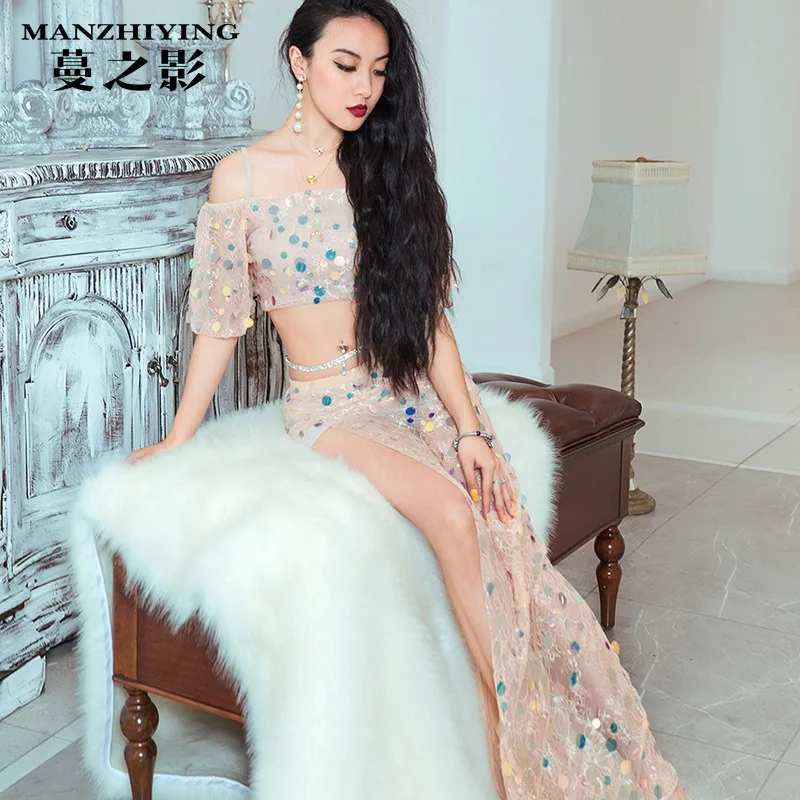 

New Belly Dance Costume bellydancing Blingbling skirt Suit belly dance acrobatics clothing For Women Sexy Belly Dancing wear