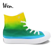 Вэнь кроссовки граффити постепенная изменение цвета парусиновая обувь Ручная оригинальная живописная плимсоллы нейтральная Вулканизированная обувь лоферы на плоской подошве